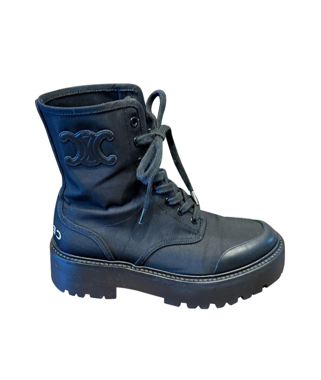 CELINE Черные текстильные ботинки, фото 1