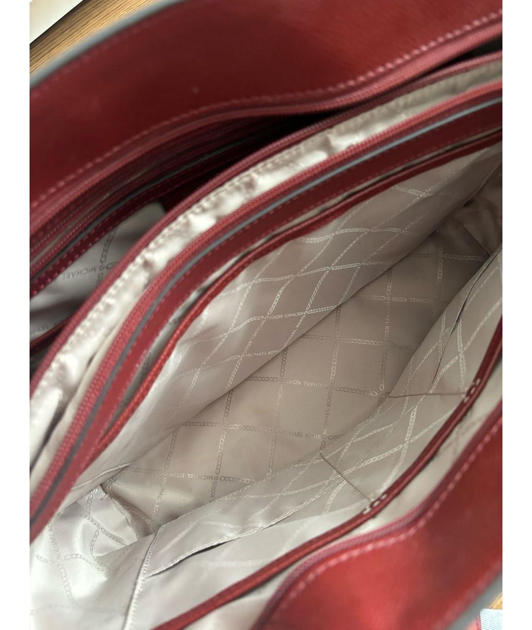 MICHAEL KORS Бордовая кожаная сумка тоут, фото 3