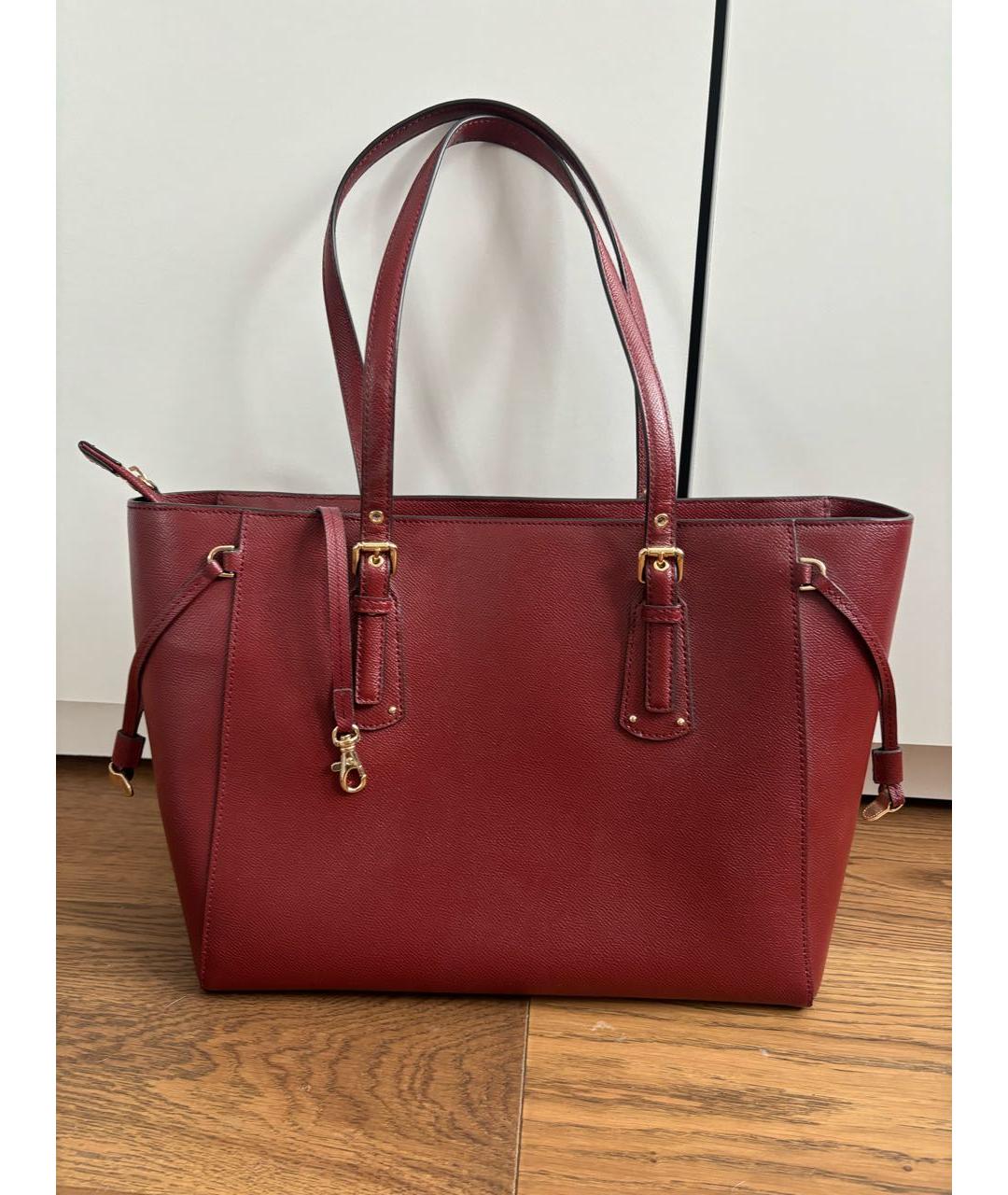 MICHAEL KORS Бордовая кожаная сумка тоут, фото 2