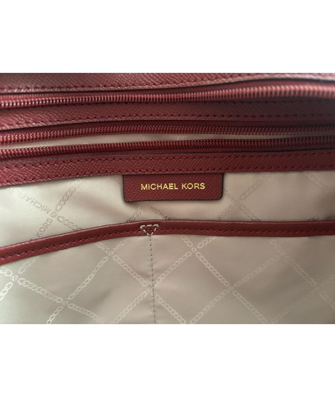 MICHAEL KORS Бордовая кожаная сумка тоут, фото 4