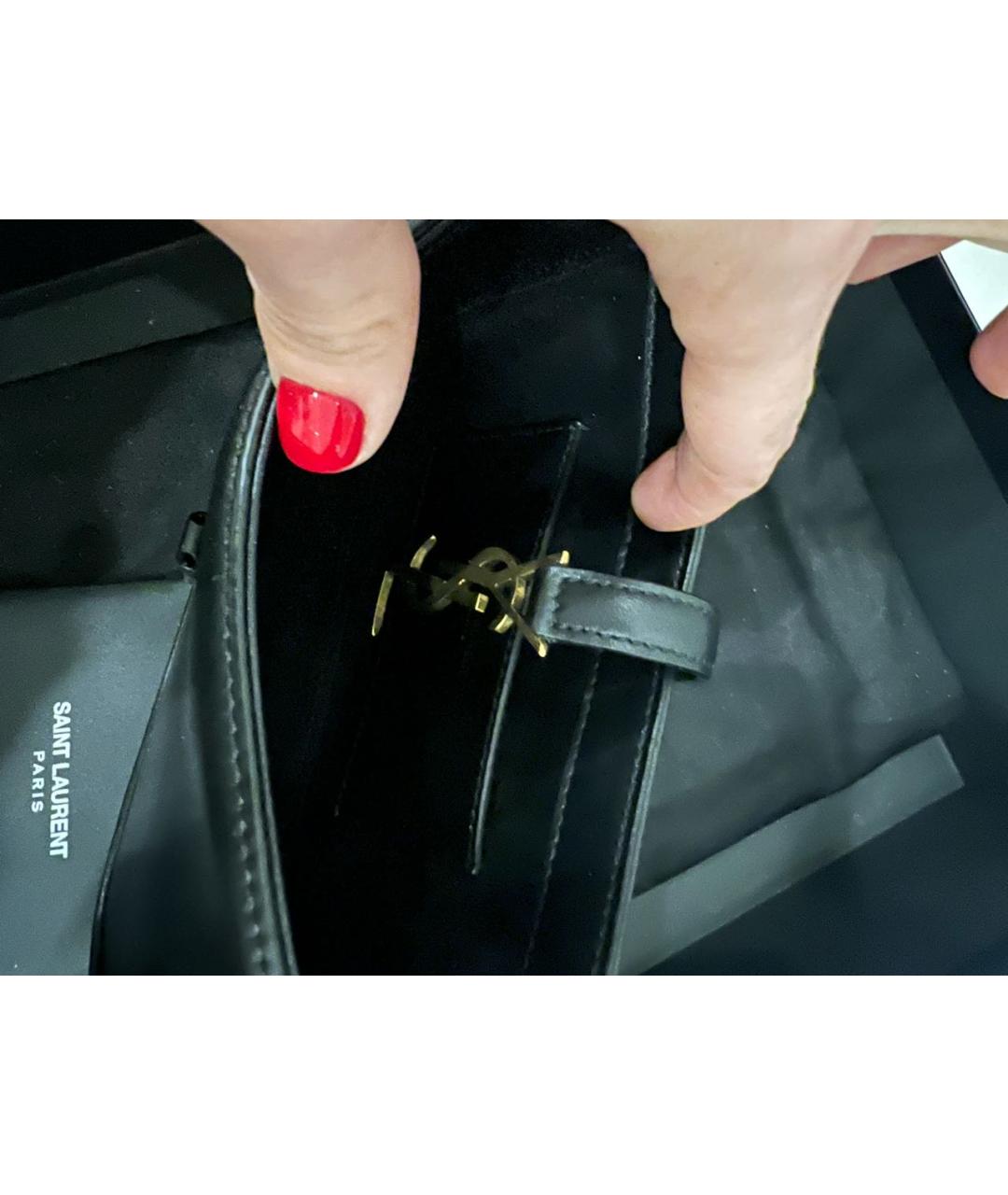 SAINT LAURENT Черная кожаная сумка через плечо, фото 7