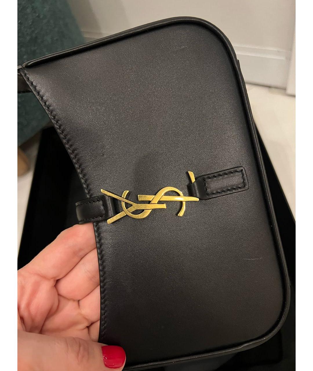 SAINT LAURENT Черная кожаная сумка через плечо, фото 3