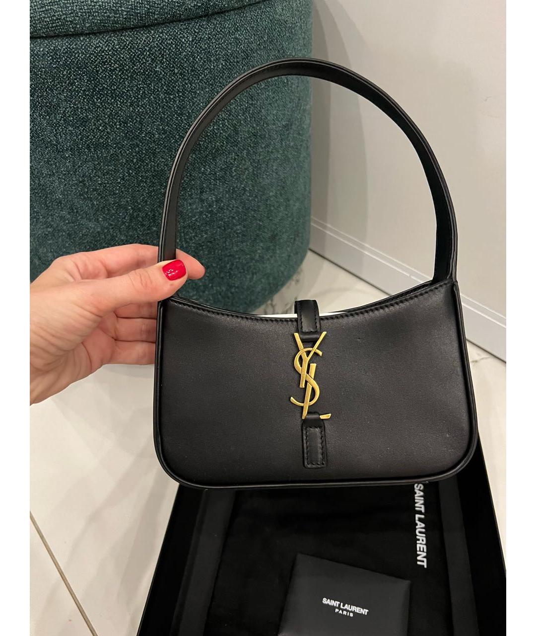 SAINT LAURENT Черная кожаная сумка через плечо, фото 2