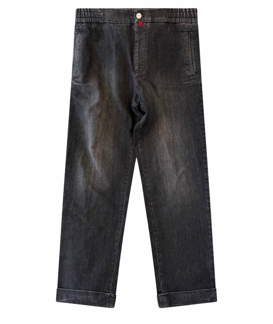 KITON Антрацитовые хлопковые прямые джинсы, фото 1