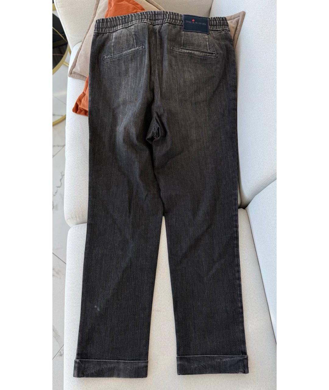 KITON Антрацитовые хлопковые прямые джинсы, фото 2