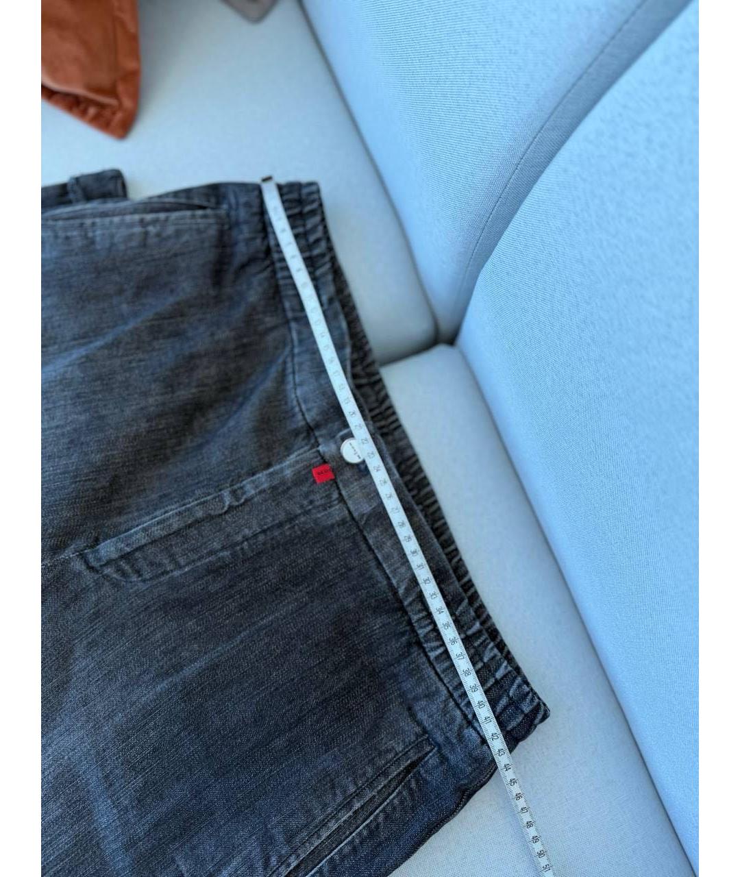 KITON Антрацитовые хлопковые прямые джинсы, фото 3