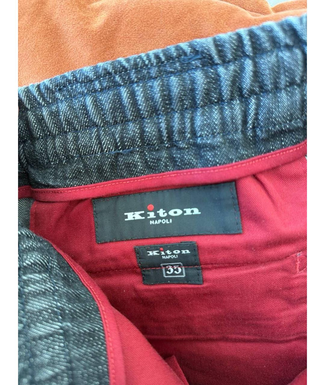 KITON Антрацитовые хлопковые прямые джинсы, фото 4