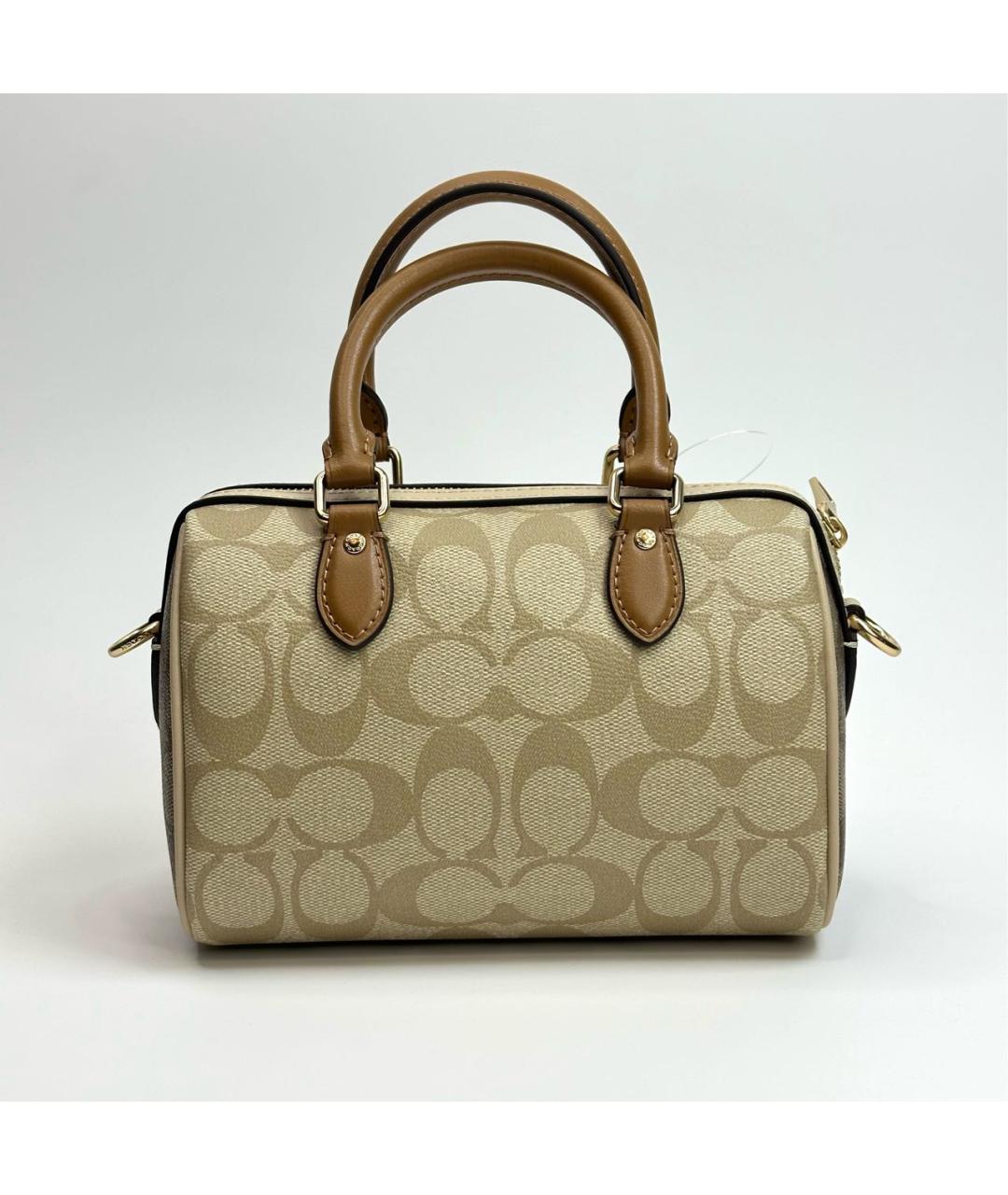 COACH Бежевая сумка с короткими ручками, фото 3
