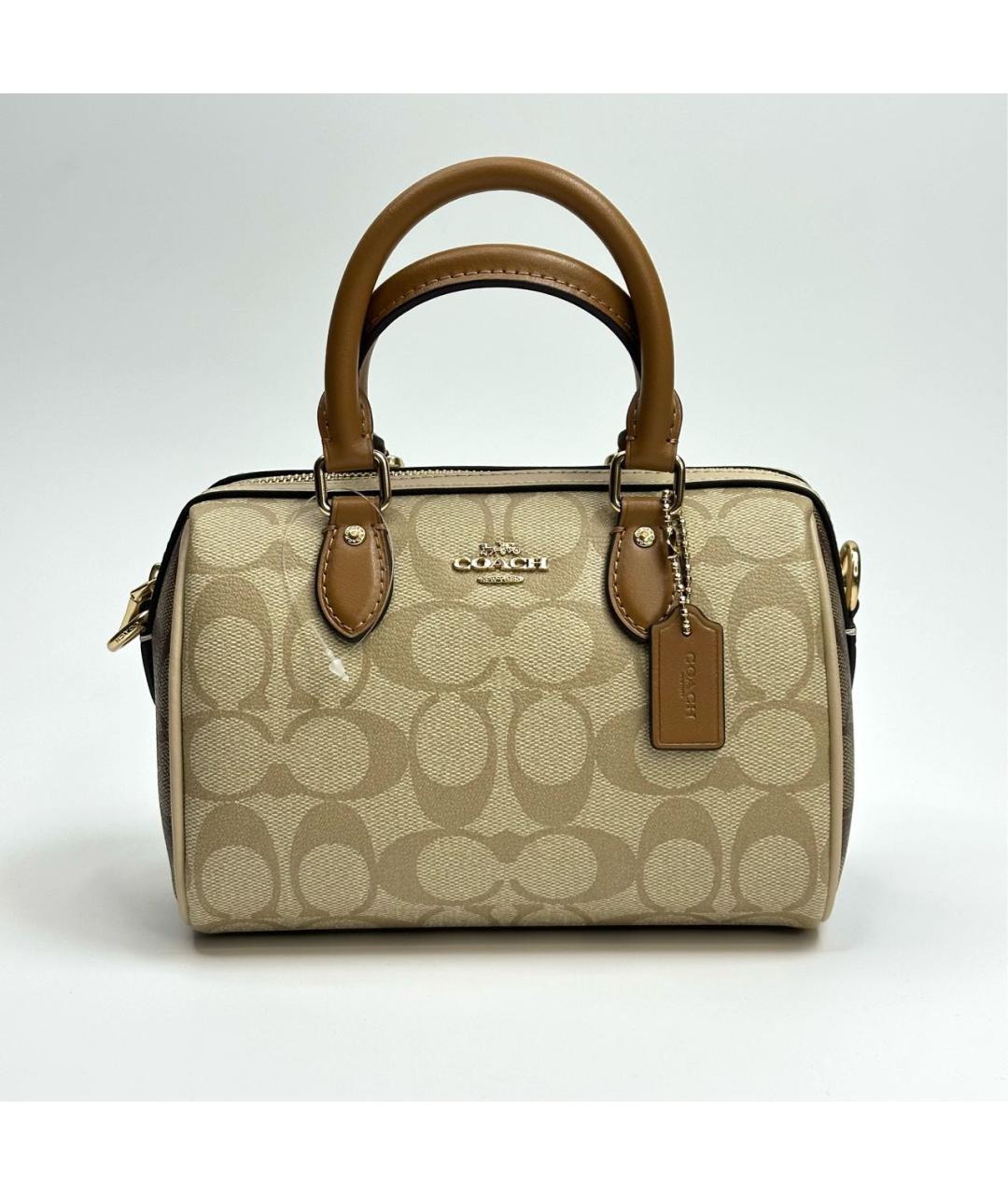 COACH Бежевая сумка с короткими ручками, фото 9