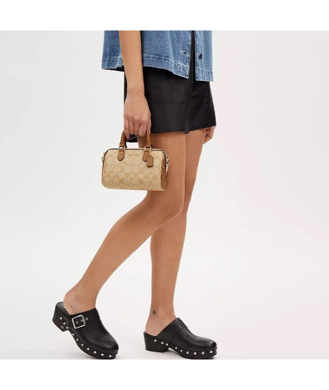 COACH Бежевая сумка с короткими ручками, фото 7