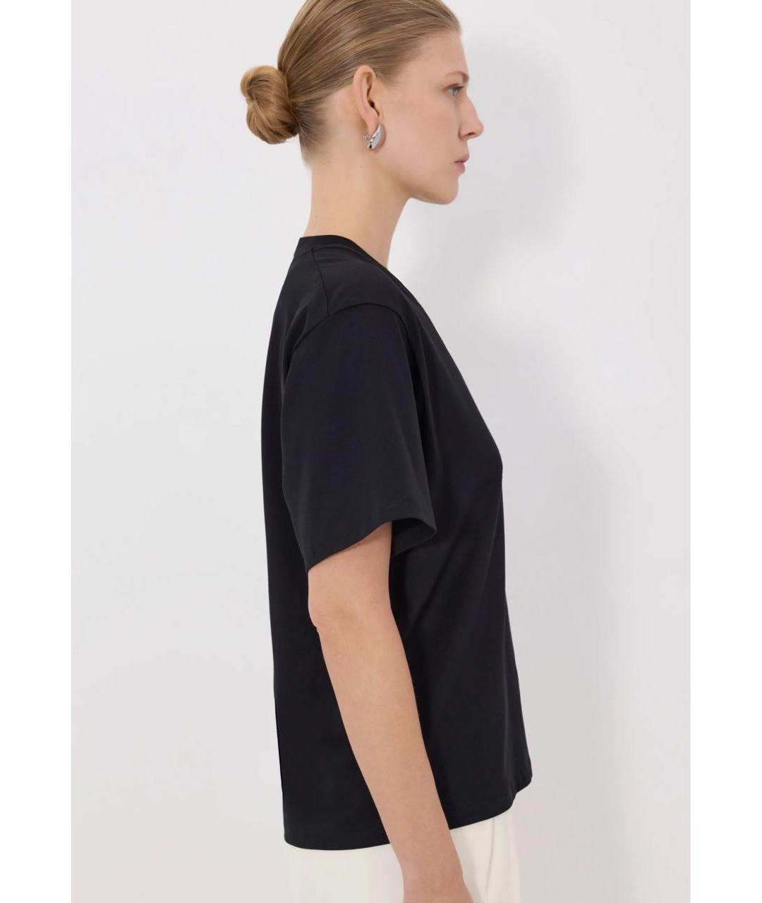 LOULOU DE SAISON Черная хлопковая футболка, фото 3
