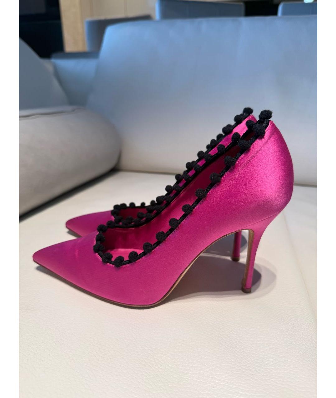 MANOLO BLAHNIK Фуксия текстильные туфли, фото 5