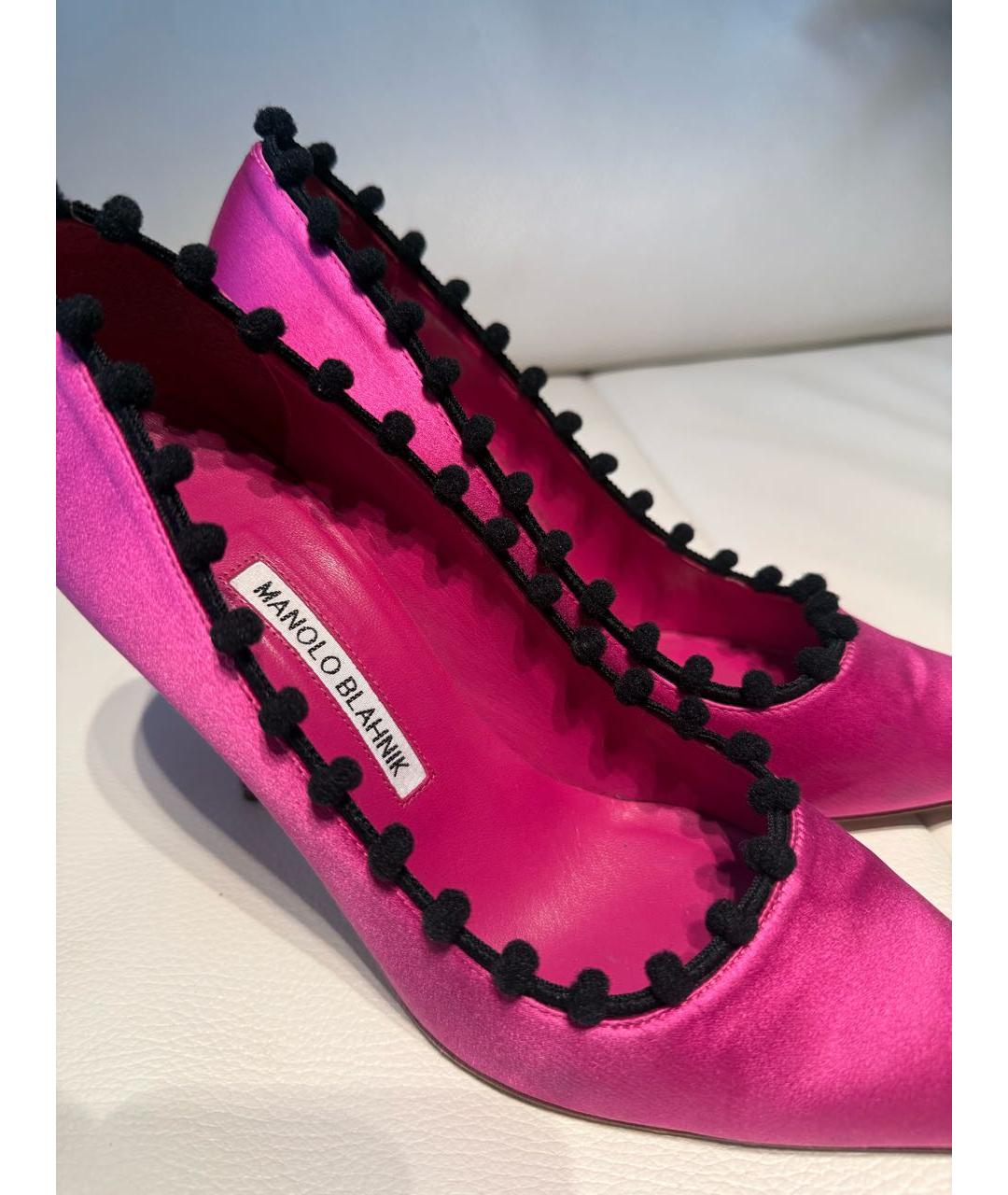 MANOLO BLAHNIK Фуксия текстильные туфли, фото 3