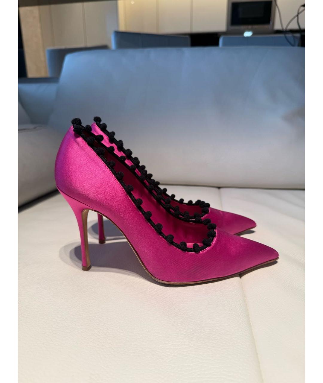 MANOLO BLAHNIK Фуксия текстильные туфли, фото 6