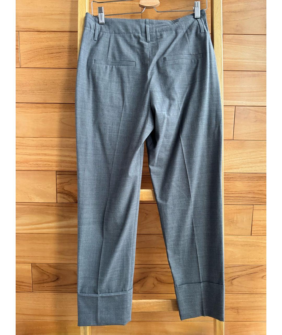 BRUNELLO CUCINELLI Серые шерстяные брюки узкие, фото 2