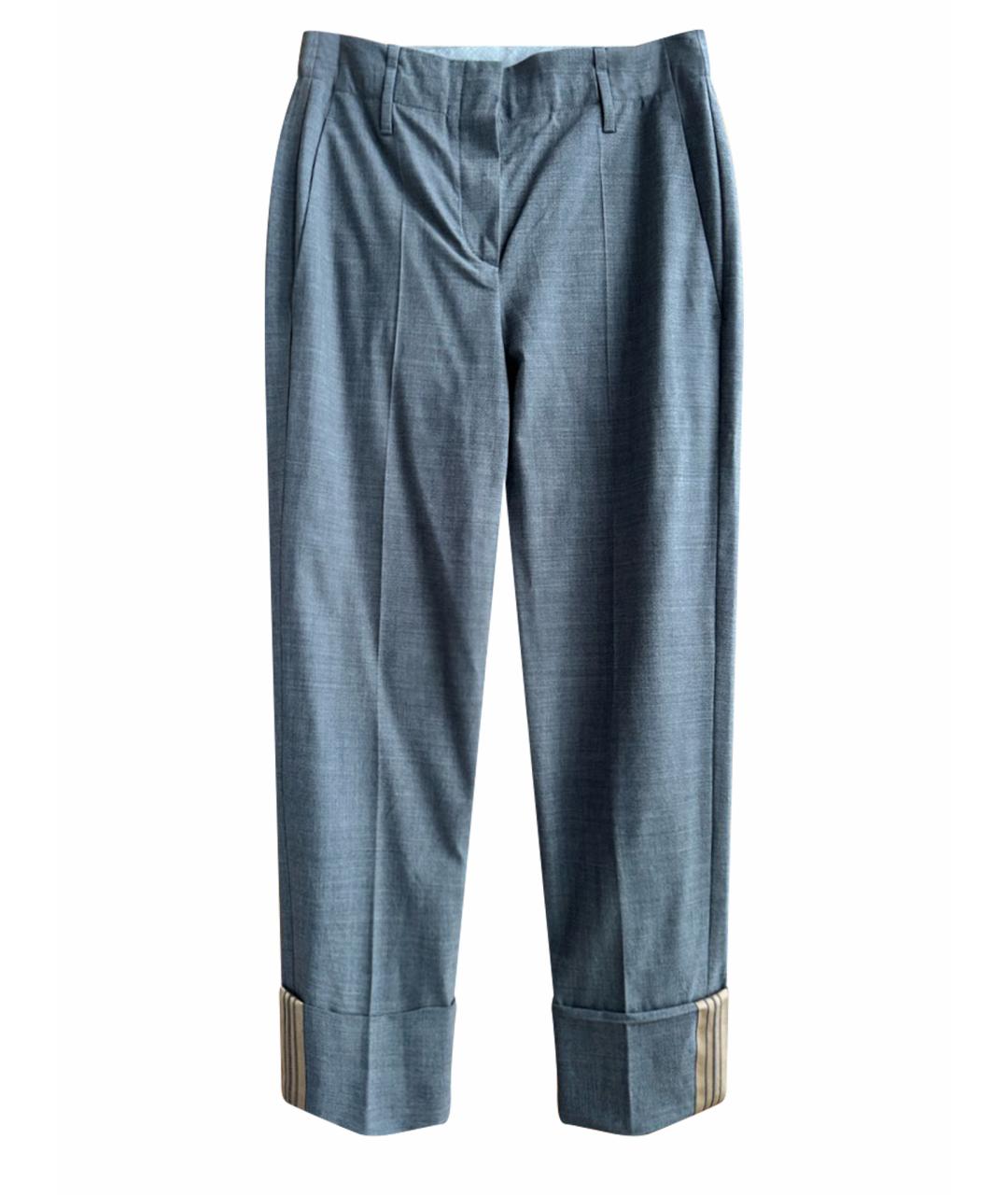 BRUNELLO CUCINELLI Серые шерстяные брюки узкие, фото 1