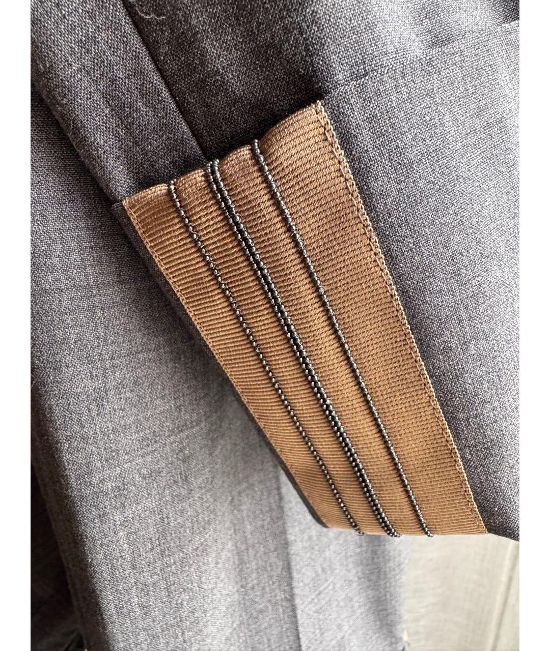 BRUNELLO CUCINELLI Серые шерстяные брюки узкие, фото 7