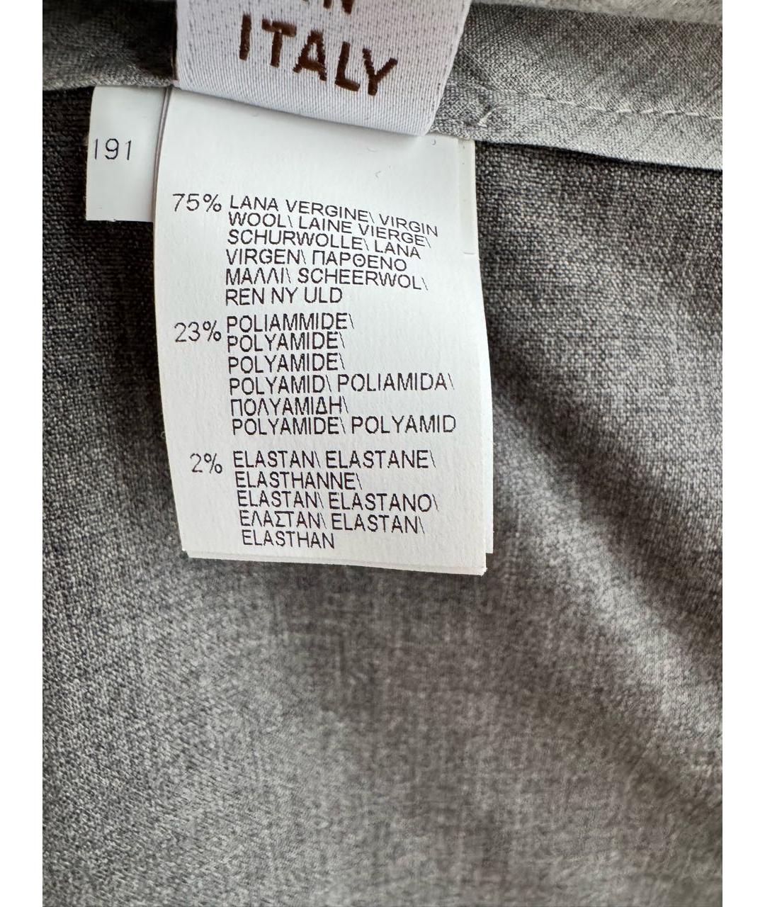 BRUNELLO CUCINELLI Серые шерстяные брюки узкие, фото 6