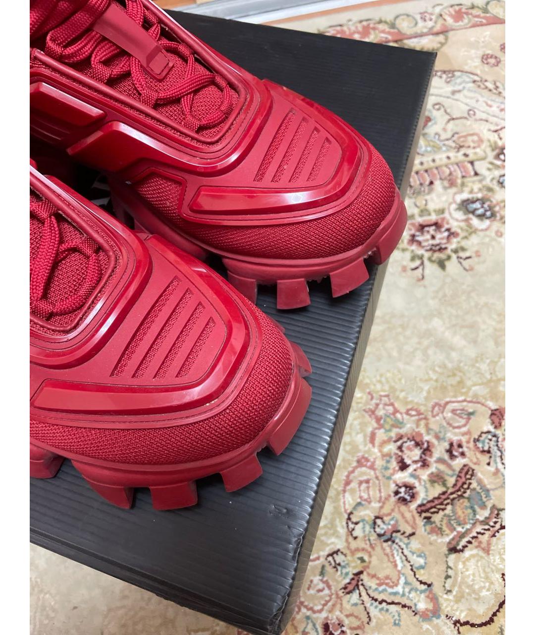 PRADA Красные текстильные низкие кроссовки / кеды, фото 9