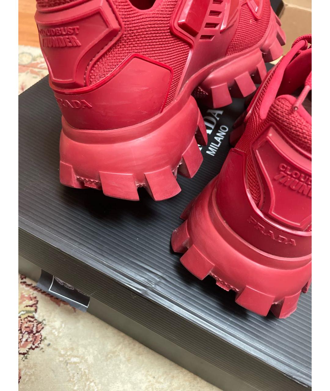 PRADA Красные текстильные низкие кроссовки / кеды, фото 8
