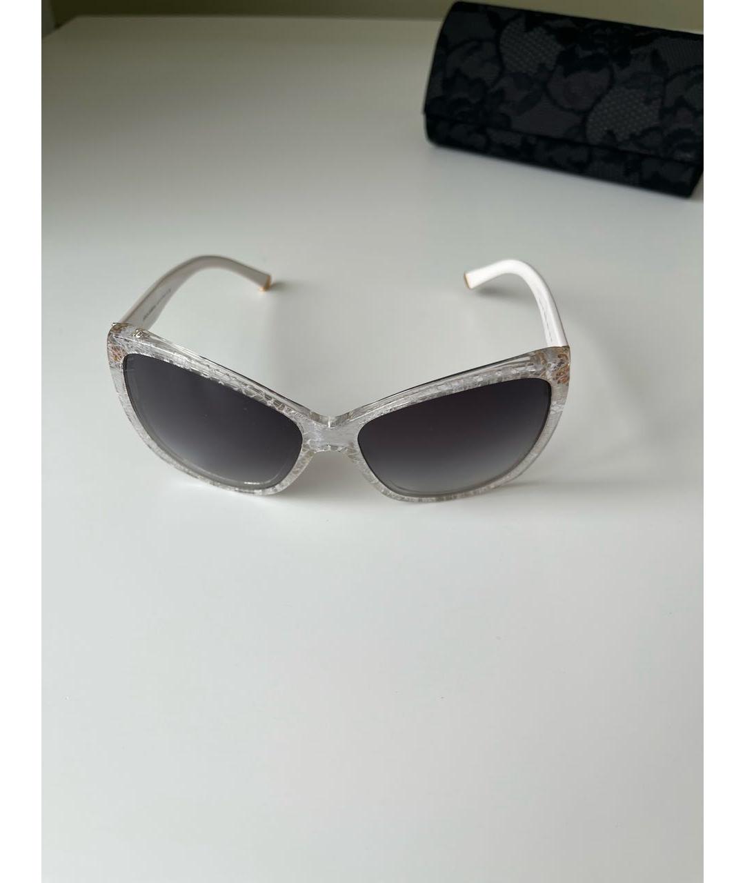 DOLCE&GABBANA Белые пластиковые солнцезащитные очки, фото 3