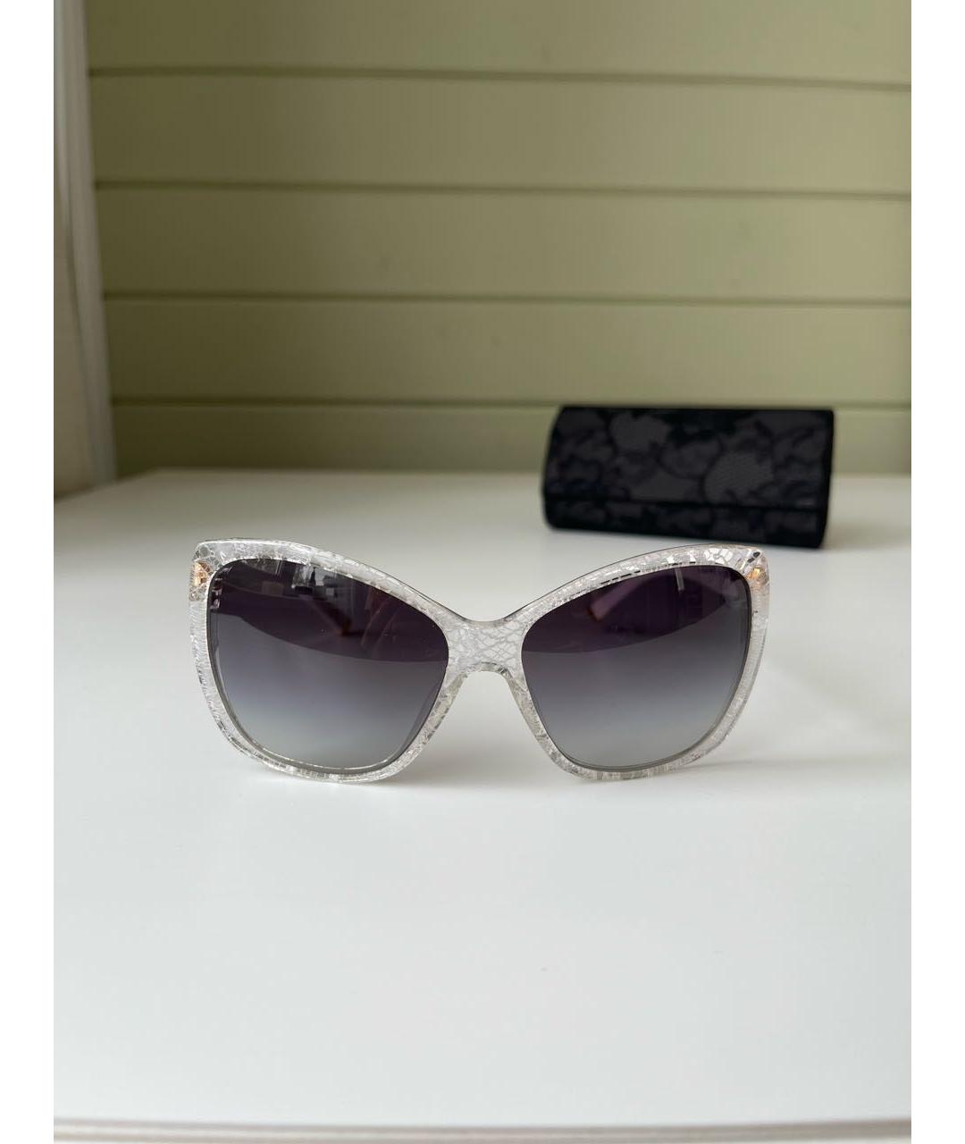 DOLCE&GABBANA Белые пластиковые солнцезащитные очки, фото 9