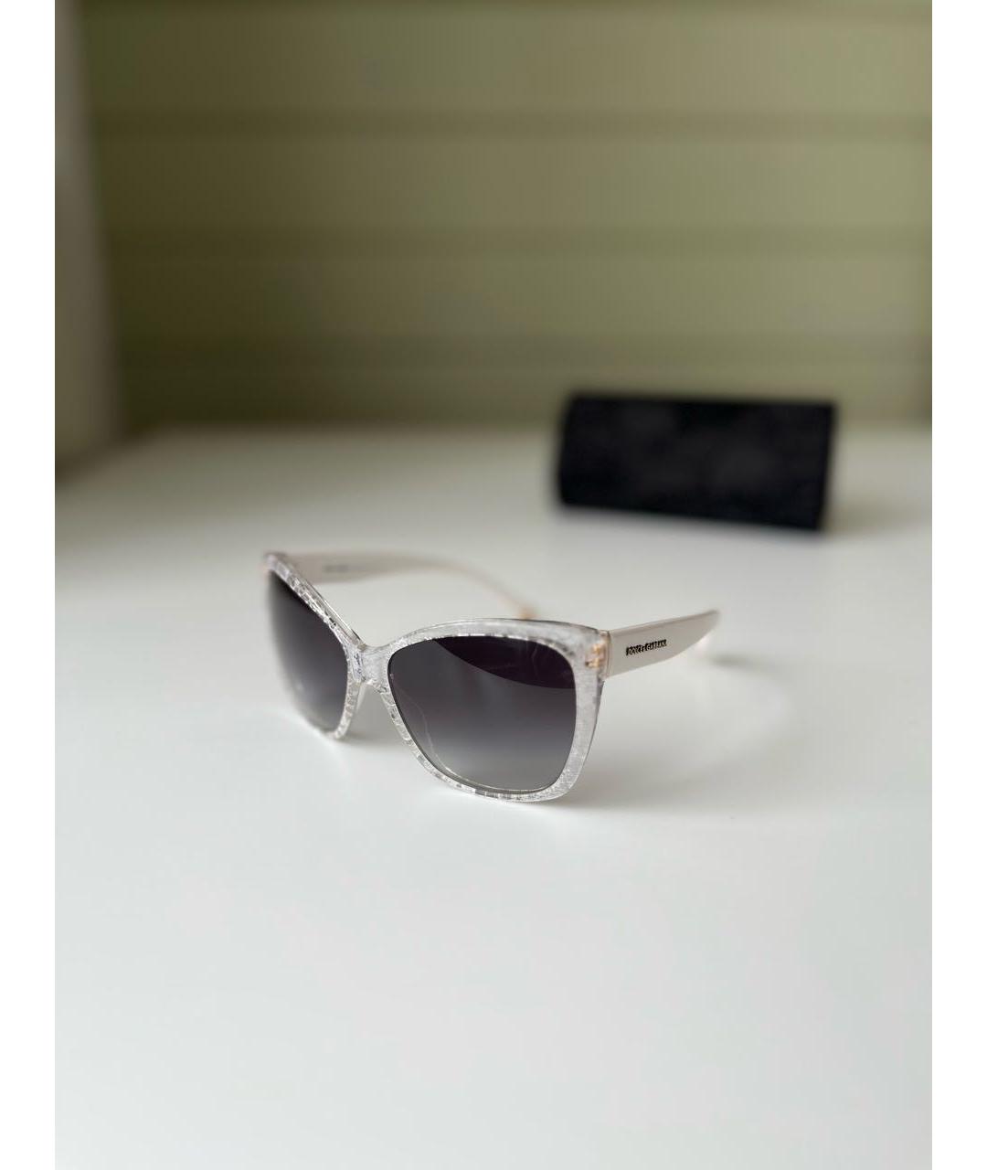 DOLCE&GABBANA Белые пластиковые солнцезащитные очки, фото 2