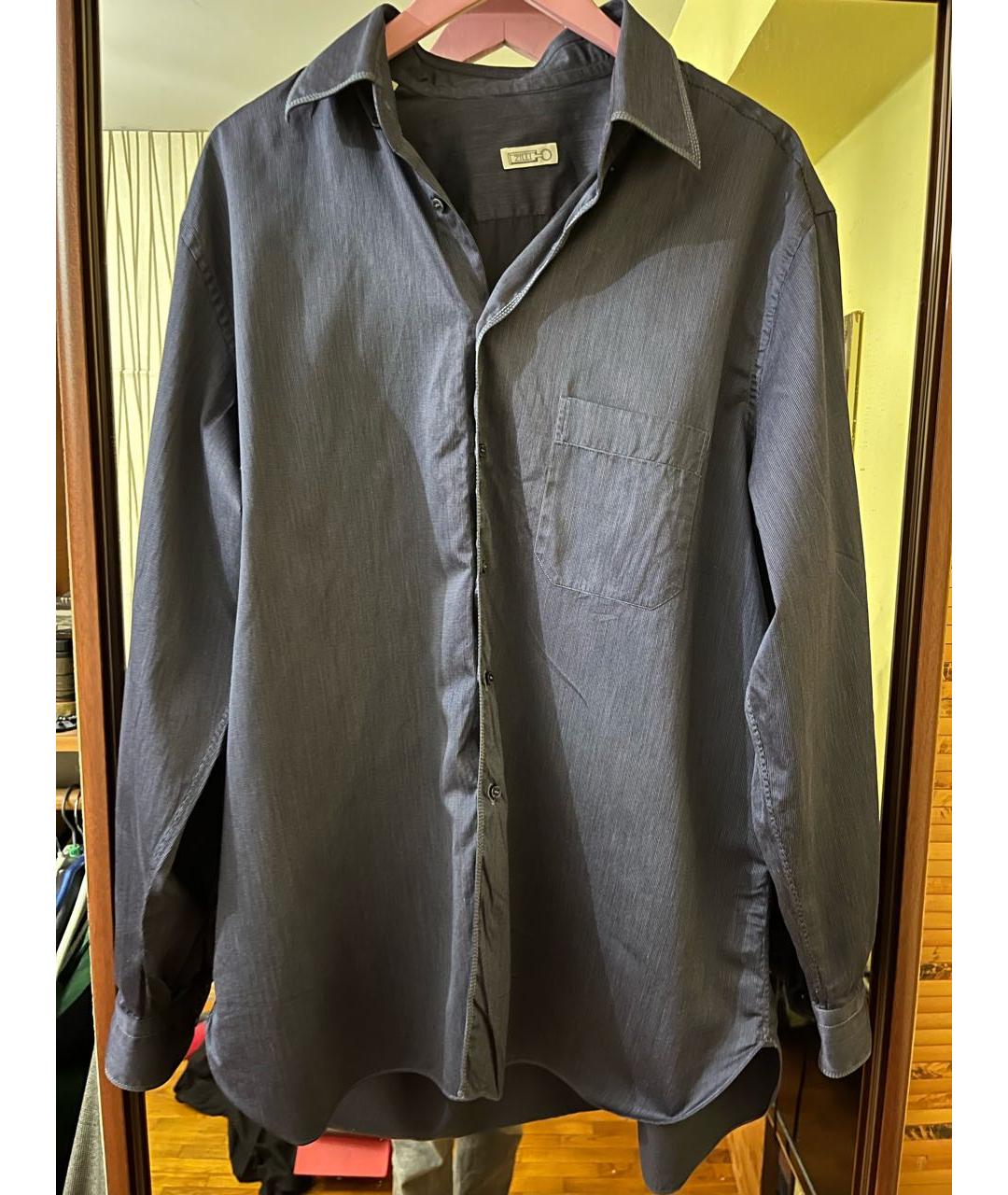 ZILLI Темно-синяя хлопко-шелковая классическая рубашка, фото 5