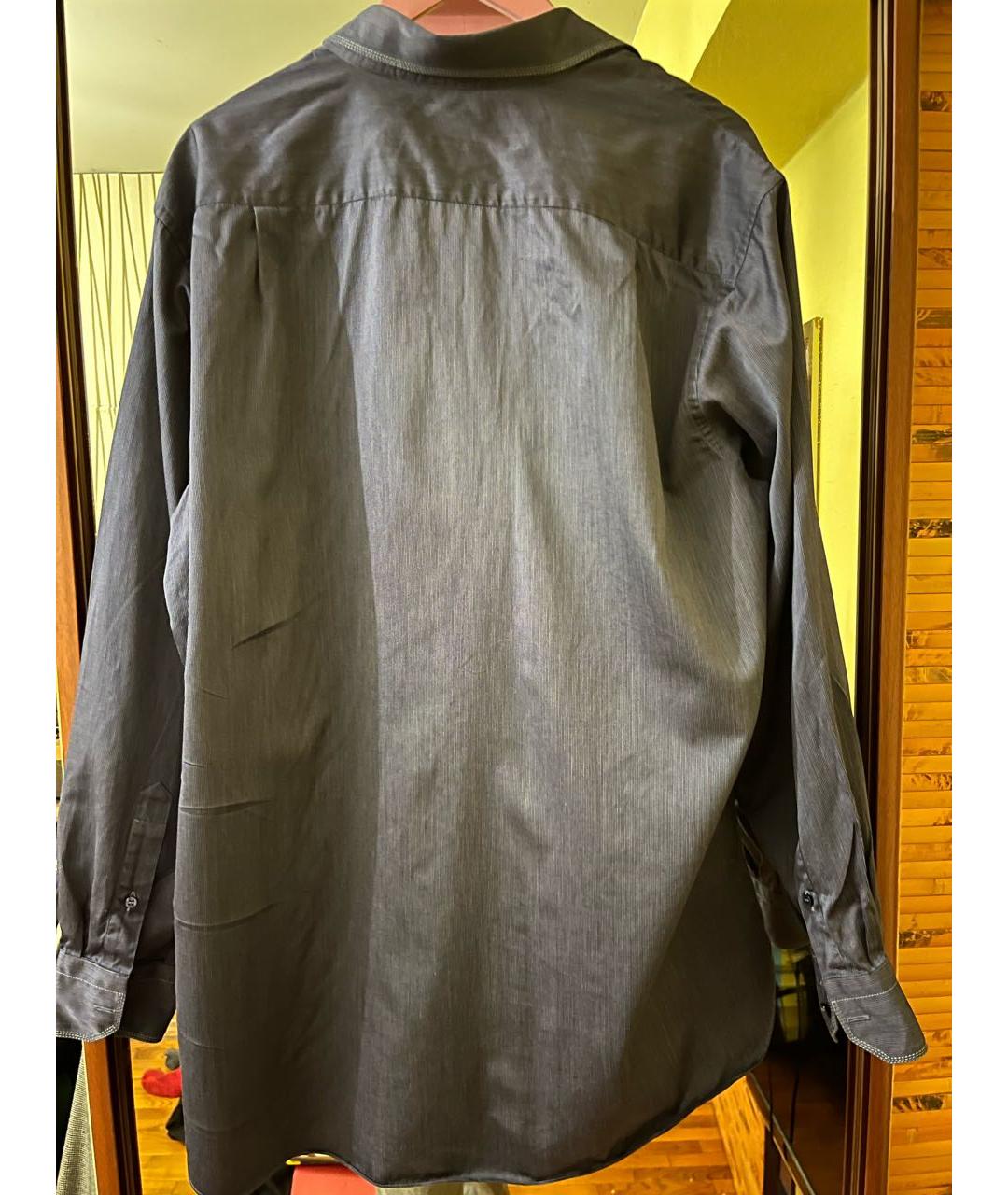 ZILLI Темно-синяя хлопко-шелковая классическая рубашка, фото 4