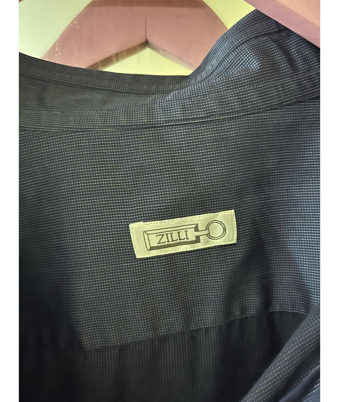 ZILLI Темно-синяя хлопко-шелковая классическая рубашка, фото 2