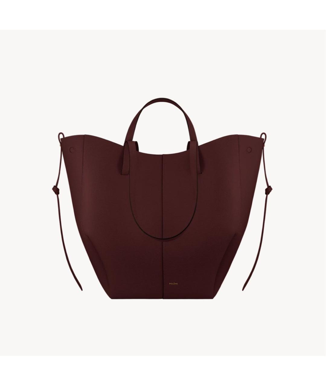POLENE Бордовая кожаная сумка тоут, фото 4