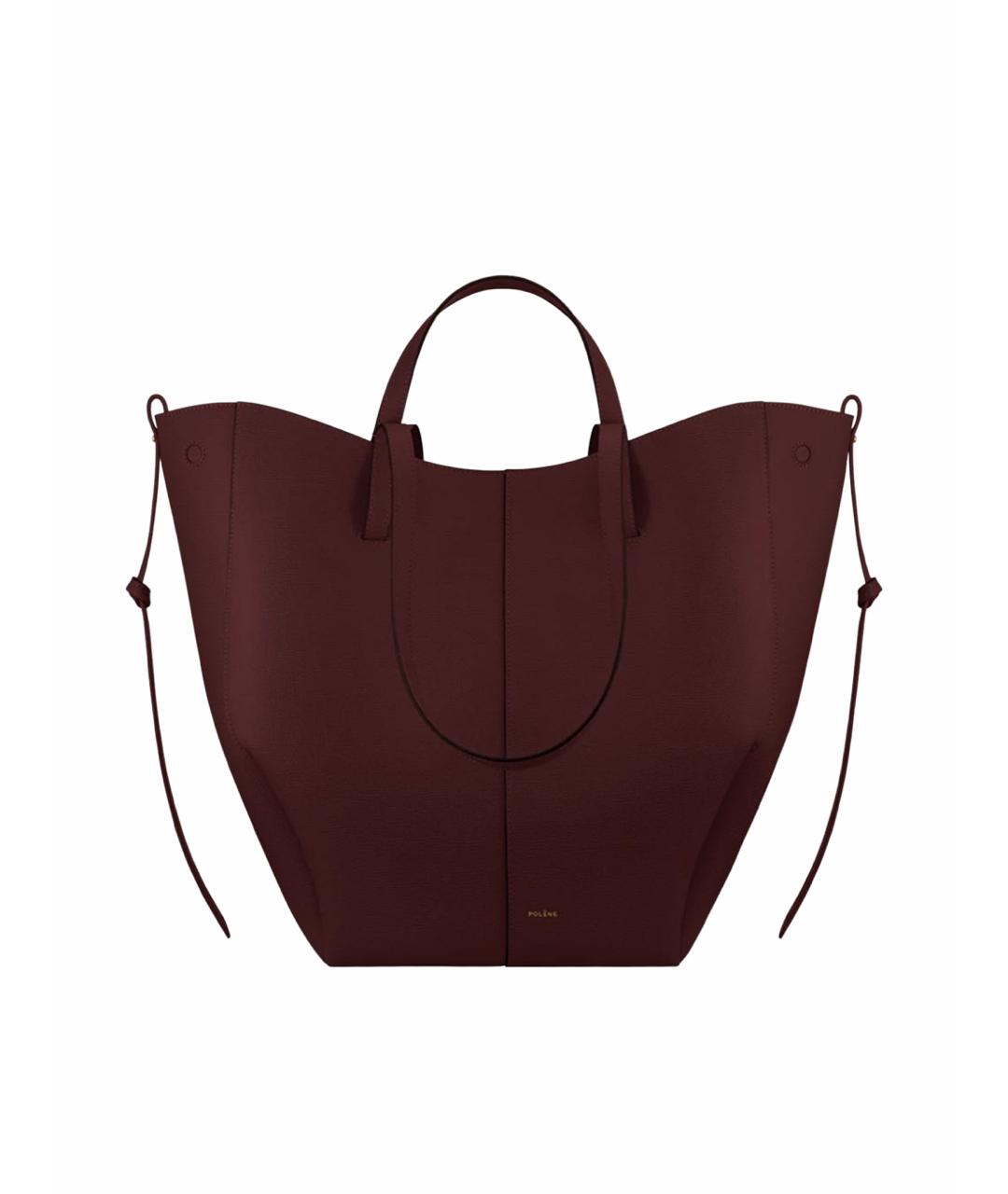 POLENE Бордовая кожаная сумка тоут, фото 1