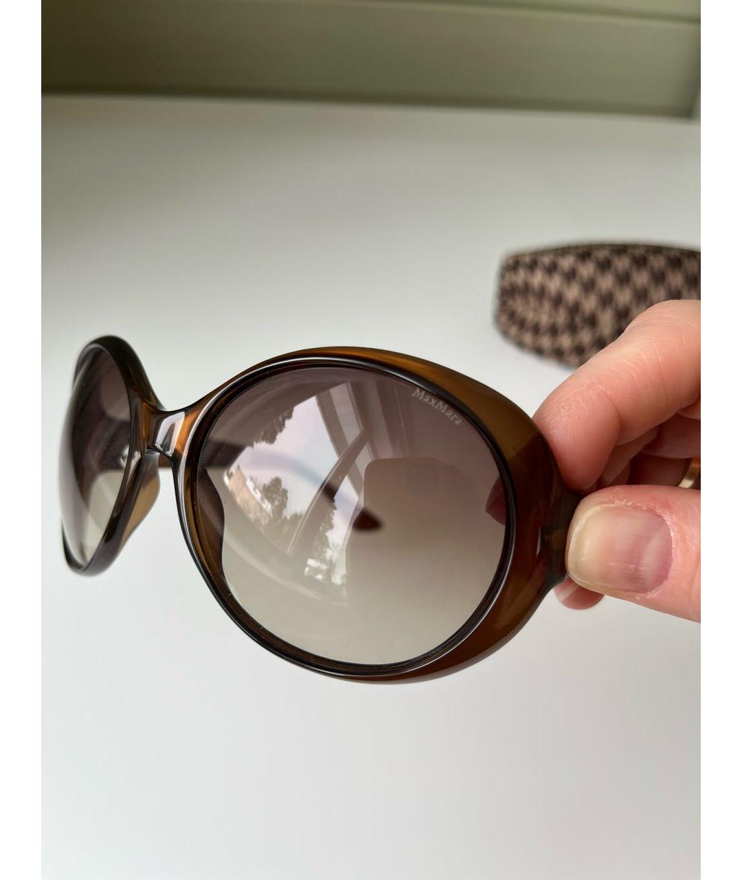 MAX MARA Коричневые пластиковые солнцезащитные очки, фото 4