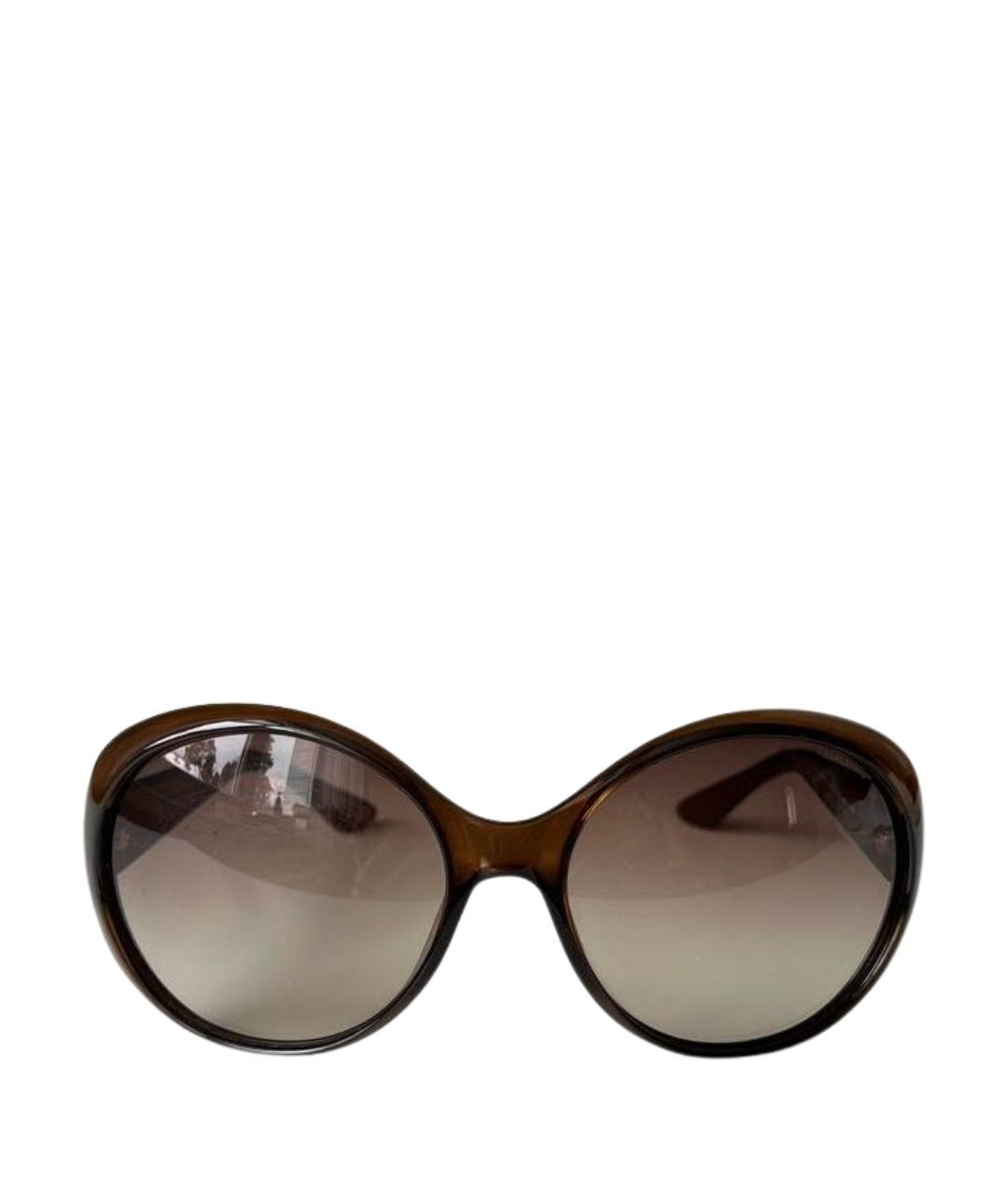 MAX MARA Коричневые пластиковые солнцезащитные очки, фото 1