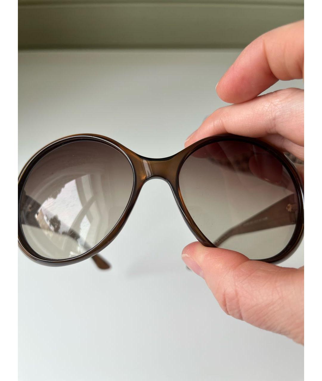 MAX MARA Коричневые пластиковые солнцезащитные очки, фото 3