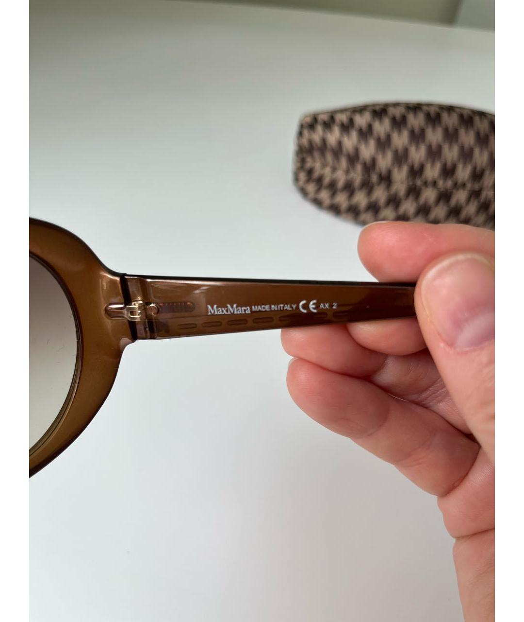 MAX MARA Коричневые пластиковые солнцезащитные очки, фото 6