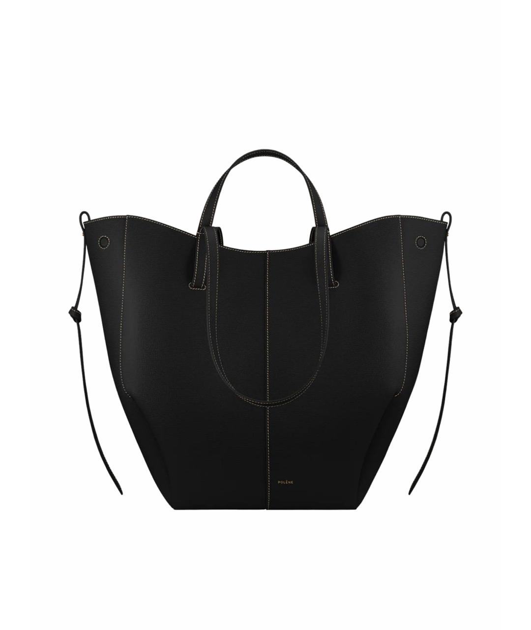 POLENE Черная кожаная сумка тоут, фото 1