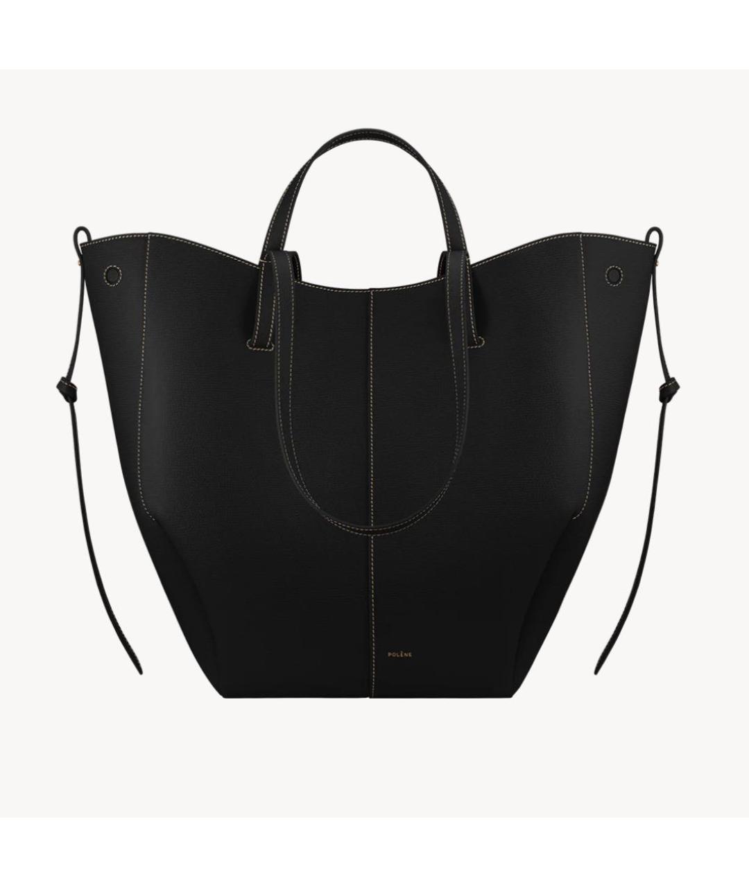 POLENE Черная кожаная сумка тоут, фото 5
