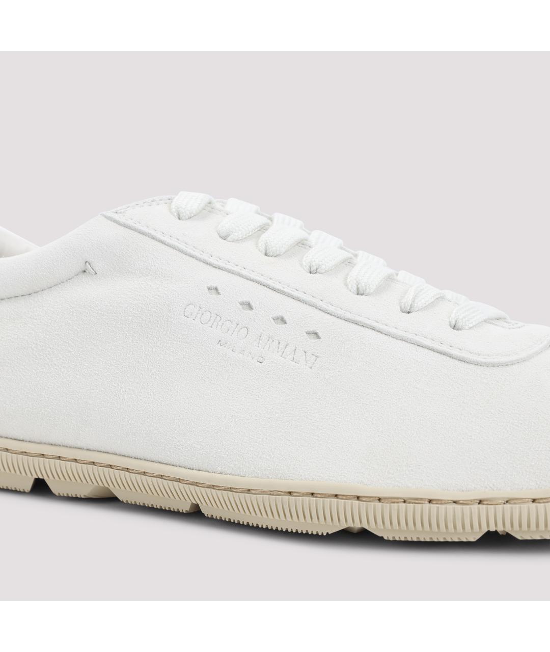 GIORGIO ARMANI Белые кожаные низкие кроссовки / кеды, фото 4