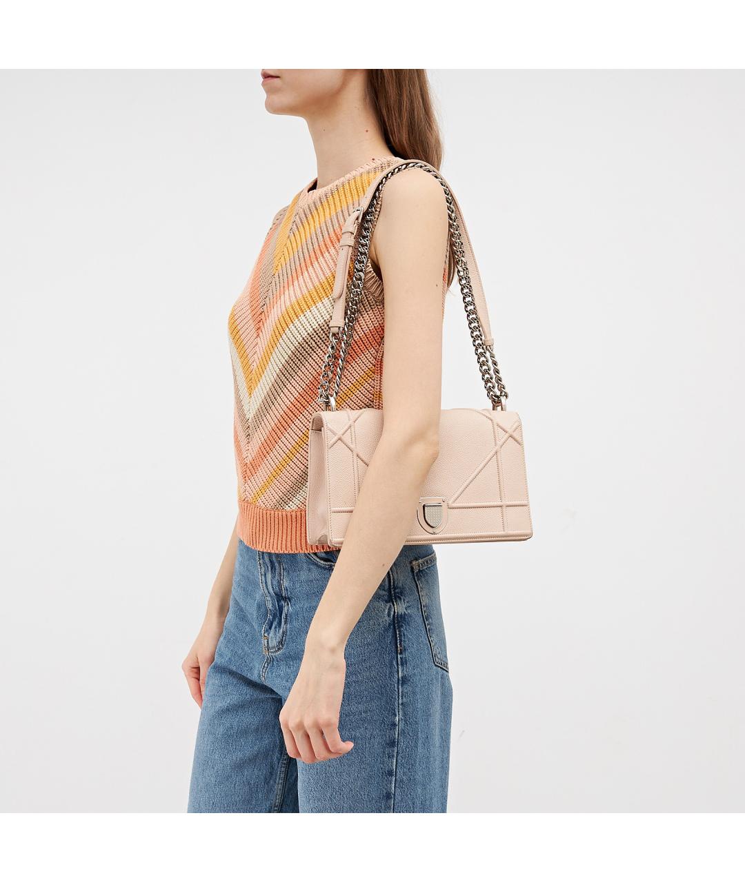 CHRISTIAN DIOR Розовая кожаная сумка через плечо, фото 6