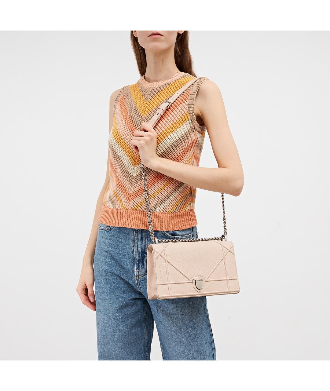 CHRISTIAN DIOR Розовая кожаная сумка через плечо, фото 5