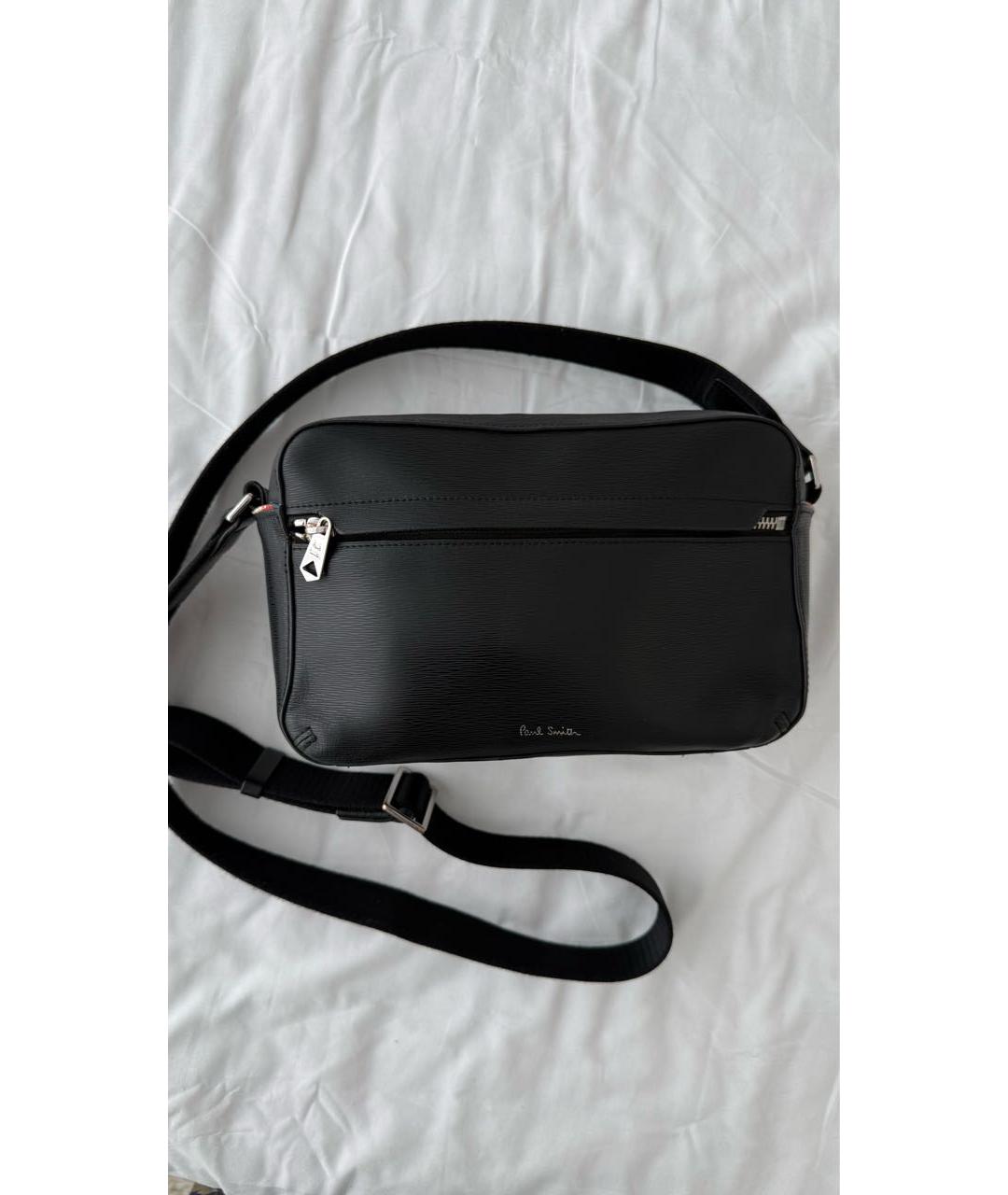 PAUL SMITH Черная кожаная сумка на плечо, фото 9