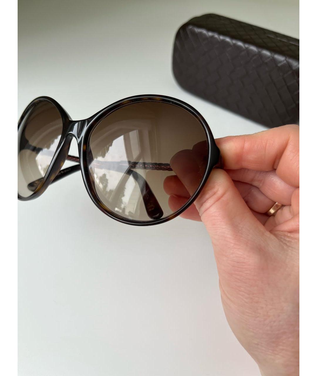BOTTEGA VENETA Коричневые пластиковые солнцезащитные очки, фото 4