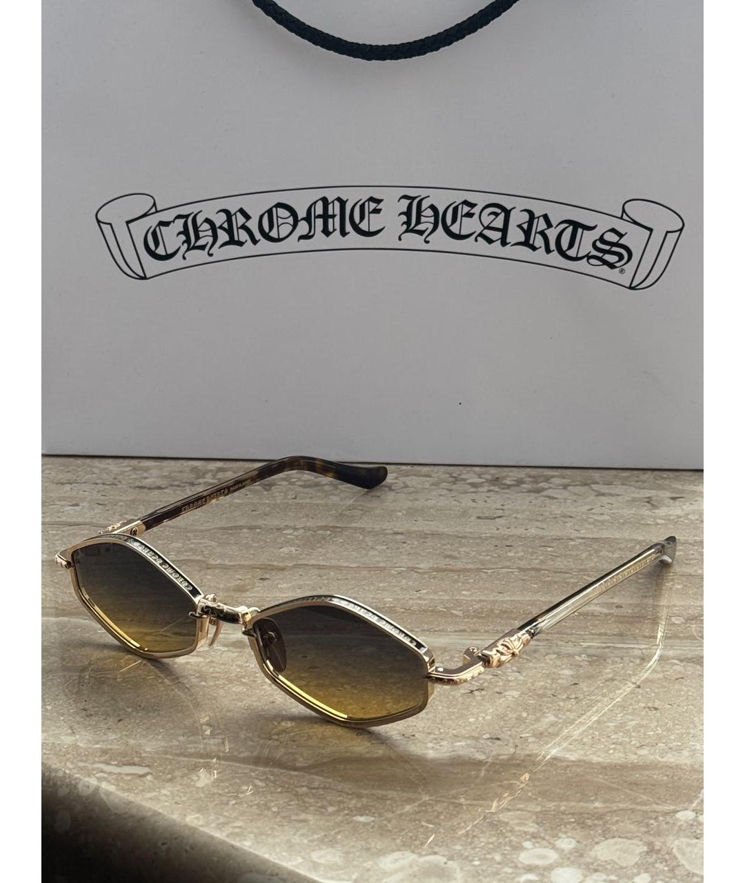 CHROME HEARTS Золотые металлические солнцезащитные очки, фото 2