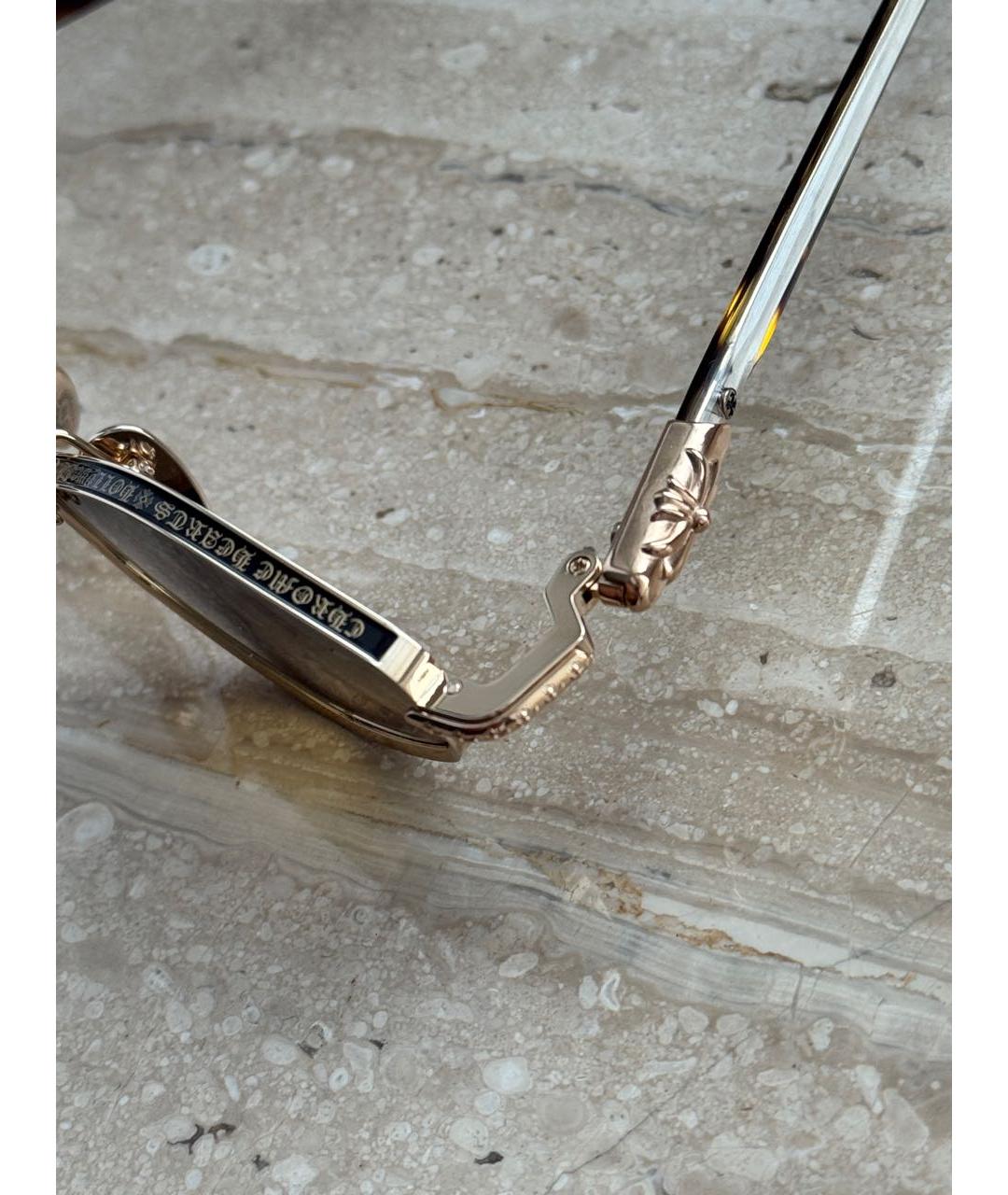 CHROME HEARTS Золотые металлические солнцезащитные очки, фото 5