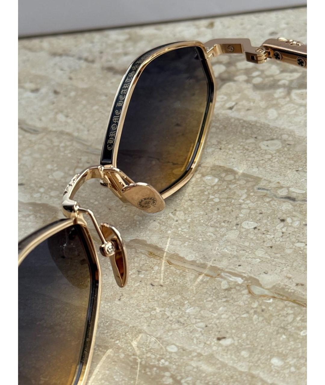 CHROME HEARTS Золотые металлические солнцезащитные очки, фото 4