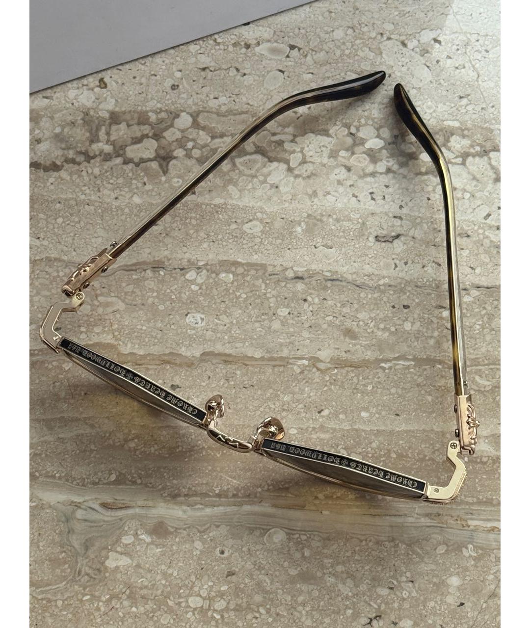 CHROME HEARTS Золотые металлические солнцезащитные очки, фото 6