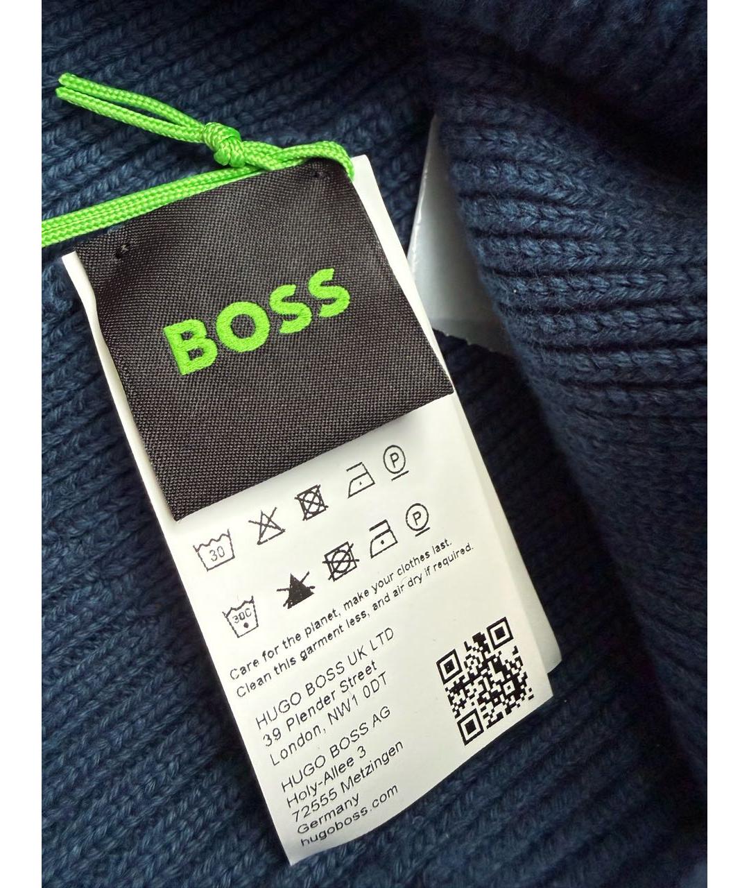 HUGO BOSS Темно-синяя хлопковая шапка, фото 3