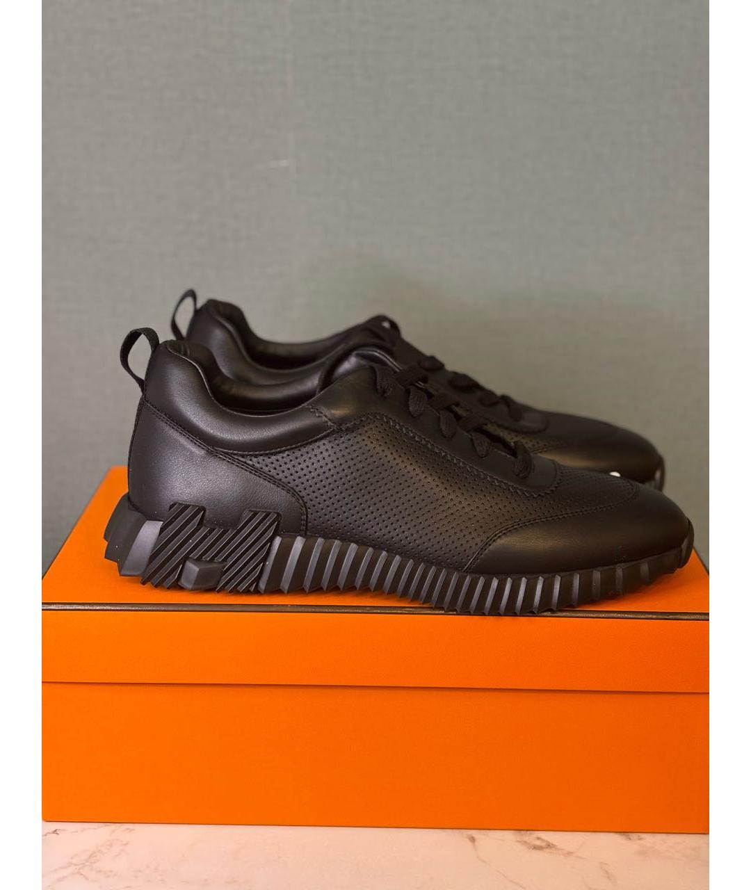 HERMES Черные кожаные низкие кроссовки / кеды, фото 5