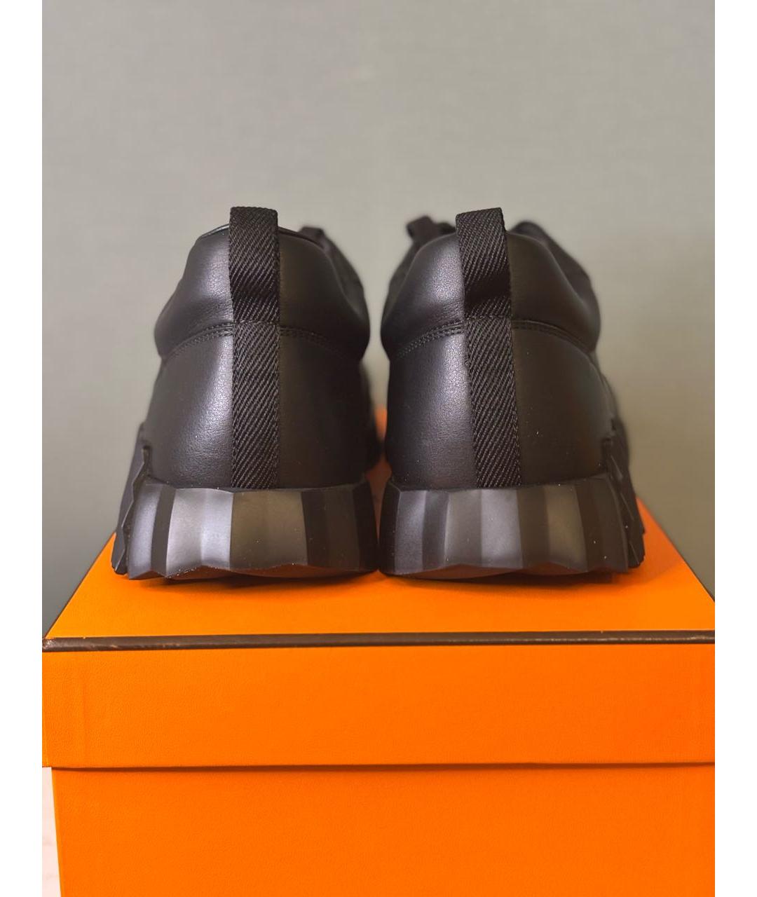 HERMES Черные кожаные низкие кроссовки / кеды, фото 4